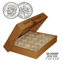 50 DIME Direct-Fit Airtight 18mm Coin Capsule Holder DIMES (QTY: 50) with BOX