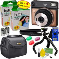 Fujifilm instax Square SQ6 Instant Film Camera (Blush Gold) + 2 Instax Square Twin Film Packs (40 Sheets) + 3 Color Filters + Carrying Case + Tripod + 2 Batteries + Strap + HeroFiber Cloth