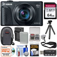 Canon PowerShot SX740 HS Wi-Fi 4K Digital Camera (Black) with 64GB Card + Battery & Charger + Case + Tripod + Strap Kit