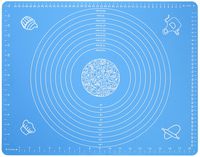 Silicone Baking Mat for Pastry Rolling Dough with Measurements - 19.7" x 15.7" BPA Free Non stick and Non Slip Blue Table Sheet Baking Supplies for Bake Pizza Cake