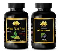 antioxidant and Immunity - Green Tea Extract - RESVERATROL - Green Tea Appetite suppressant - Combo (2 Bottles)