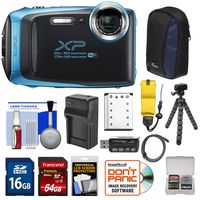 Fujifilm FinePix XP130 Shock & Waterproof Wi-Fi Digital Camera (Sky Blue) with 64GB Card + Battery +Charger + Cases + Tripod + Float Strap + Kit