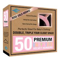 Closet Complete Baby Velvet Hangers, Premium Quality, True-Heavyweight, Virtually-UNBREAKABLE, Ultra-Thin, Space Saving No-Slip, Perfect Size for Babies 0-48 months, 360° Rose Gold Hooks, PINK, 50pc