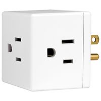 GE Wall Tap, 1, Extra-Wide Adapter Spaced, Easy Access Design, 3 Prong Outlet, Perfect for Travel, UL Listed, White, 58368