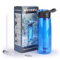 SimPure Water Filter Bottle, Emergency Water Purifier with 4-Stage Integrated Filter Straw for Travel, Camping, Hiking, Backpacking, BPA Free