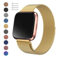 Meikeio Metal Replacement Bands Compatible for Fitbit Versa/Versa Lite Edition/Versa 2, Stainless Steel Metal Bracelet(Gold,Large)