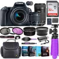 Canon EOS Rebel SL2 24.2MP DSLR Camera with Canon 18-55mm STM Lens & Canon EF-S 55-250mm is STM Lens + 32GB SD Memory + HD Filters + Spider Tripod + Professional Bundle with 4 Software Kit
