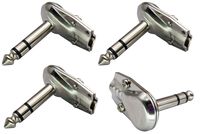 AAOTOKK Right Angle 6.35MM Adapter Golden Plated 90 Degree 3 Pole 6.35mm 1/4 Inch Stereo TRS Male Flat Pancake Style Plugs Connectors for Speaker,Patch Cable,Guitar(4 Pack/3 Pole)