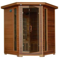 Radiant Saunas BSA1320 4 Person Cedar Corner Infrared Sauna, 3-4