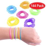 Super Z Outlet 80s Colorful Retro Rock Pop Star Rainbow Diva Disco Jelly Neon Gel Stretchable Bracelets Bands for Theme Events, Colorful Assortment, Assorted Toy Party Favor Prizes (Assorted 144pk)