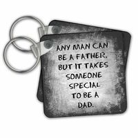 3dRose Any Man Can Be A Father Quote - Key Chains, 2.25 x 2.25", Set of 2 (kc_214392_1)
