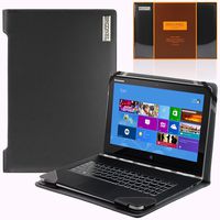 Navitech Black Real Leather Folio Case Cover Sleeve Compatible with The Lenovo Thinkpad Yoga 12.5"