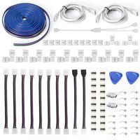 Led Strip Light Connectors 10mm 4Pin,Includes 12 Solderless Led Light Connectors,Provides Most Parts for DIY(16.4ft)