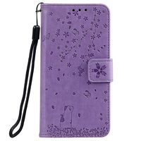Lomogo Leather Wallet Case for Galaxy S8 with Stand Feature Card Holder Magnetic Closure, Shockproof Flip Case Cover for Samsung Galaxy S8 - LOHHA130350 Purple