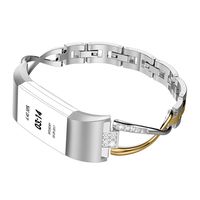 Wearlizer Replacement for Fitbit Charge 2 Bands for Women Metal Bangle/Bracelet/Assesories/Straps/Wrist Band for Fitbit Charge hr 2 Women Small Large (Gold+Silver)