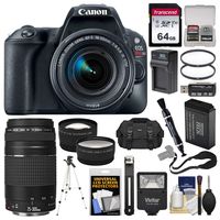 Canon EOS Rebel SL2 Wi-Fi Digital SLR Camera & 18-55mm is STM (Black) + 75-300mm III Lens + 64GB Card + Case + Flash + Battery/Charger + Tripod Kit