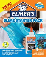 Elmer's Slime Starter Kit, Clear School Glue Clear + Blue Glitter, 4 Count