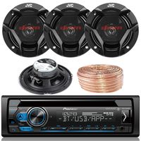 Pioneer DEH-S4100BT Car Bluetooth Radio USB AUX CD Player Receiver - Bundle Combo with 4X JVC CSDR620 6.5" Inch 300-Watt 2-Way Black Audio Coaxial Speakers + Enrock 50 Feet 18-Gauge Speaker Wire