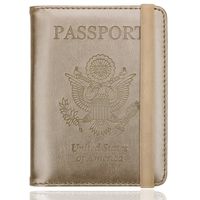WALNEW RFID Passport Holder Cover Traveling Passport Case (Gold)