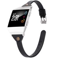 Wearlizer Slim Leather Band Compatible for Fitbit Ionic Bands Women Men, Genuine Leather Replacement Band Bracelet Compatible with Fitbit Ionic Small Large Black