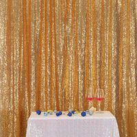 Eternal Beauty Gold Sequin Wedding Backdrop Photography Background Party Curtain, 6Ft X 8Ft