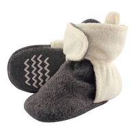 Hudson Baby Unisex Baby Cozy Fleece Booties, Heather Charcoal Cream, 0-6 Months