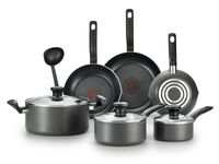 T-fal B208SA64 Initiatives Nonstick Inside and Out Dishwasher Safe Oven Safe Cookware Set, 10-Piece, Charcoal