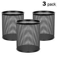 MaxGear Pen Holder Mesh Pencil Holder Metal Pencil Holders Pen Organizer Black for Desk Office Pencil Holders, 3 Pack
