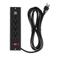 UL Certified Recessed Power Strip with Switch and 4 Outlets and 2 USB Ports 9.8 Feet Heavy Duty Cord Standard US Three Prong Plug Suitable for Office and Home Use-Black (4 Outlets 2 USB Ports)