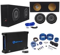 2 Kicker 43CVT104 COMPVT 10" 1600W Slim Subwoofers+Sealed Box+Amplifier+Amp Kit