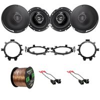 4X KFC1695PS 6.5" 3-Way 320 Watt Speakers, 4X Speaker Wire Harness, 4X Speaker Mounting Brackets Adaptors, 16-Gauge 50 Foot Wire (Select 1995-2009 Vehicles)