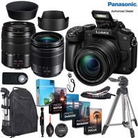 Panasonic Lumix DMC-G85 Mirrorless MFT Digital Camera with 12-60mm & 45-150mm Lens + Vlogging Accessory Bundle incl. Editing Softwares, Tripod, Neck Strap, Wireless Remote, Lens Hoods and More