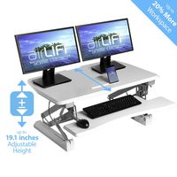 Seville Classics AIRLIFT 36" Gas-Spring Height Adjustable Standing Desk Converter with Keyboard Tray Phone/Tablet Holder Ergonomic Table, Full, White