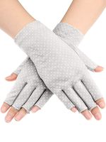 Maxdot Sunblock Fingerless Gloves Non-slip UV Protection Driving Gloves Summer Outdoor Gloves for Women and Girls (Gray)