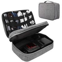 MoKo Electronics Organizer Bag, [Double Layer] Travel Universal Electronics Accessories Case, Waterproof Travel Cables Storage Box Fit iPad Mini, Smartphone, Flash Driver, Charger and More - Gray