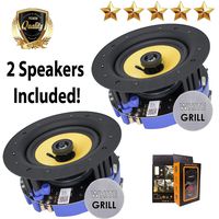 Package: Gravity Premium SG-6HiBT 6.5" 400 Watts Flush Mount in-Wall in-Ceiling 2-Way Universal Home Speaker System with PP Cone Titanium Stereo Sound (2 Speakers Included) - Work with Bluetooth