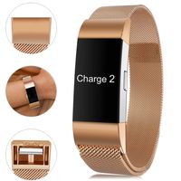 Find-MyWay Compatible with Fitbit Charge 2 Band,Charge 2 Accessories Stainless Steel Bracelet Women Men Wristbands Strap Rose Gold Silver Compatible for Charge 2 Fitness Tracker