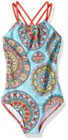 Kanu Surf Girls' Little Beach Sport Halter One Piece Swimsuit, Jasmine Multi, 6X