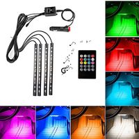 MINGER Car Interior Light Music Activated RGB Wireless Controlled Lighting Footwell LED Strip Light with Car Charger & Music Sensor