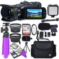 Canon VIXIA HF G21 Full HD Camcorder with Sandisk 64 GB SD Memory Card + 2.2X Telephoto Lens + 0.42x Wideangle Lens + Video Accessory Bundle