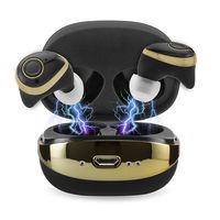 Coby True Wireless Bluetooth Earbuds, Mini In Ear Headphones & Charging Case |Built-in Mic| 3D Stereo Sound & Deep Bass| 18H Play Time| IPX5 Sweatproof Earphones For Workout, Sports & More- Black/Gold