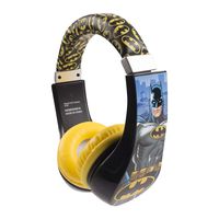 Batman 30382 Kid Safe Over the Ear Headphone with Volume Limiter, w/Volume Limiter, 3.5MM Stereo Jack, Padded, Bat Man Blue Black & Yellow Super Hero by Sakar, Black/ Yellow