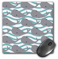 3dRose LLC 8 x 8 x 0.25 Inches Cute Whales on The Waves Print Mouse Pad (mp_58601_1)