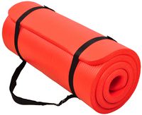BalanceFrom GoCloud All-Purpose 1-Inch Extra Thick High Density Anti-Tear Exercise Yoga Mat with Carrying Strap (Red)