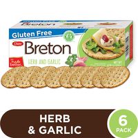 Dare Breton Gluten Free Crackers, Herb and Garlic, 4.76 oz Box (Pack of 6) - Healthy Gluten Free Snacks with No Artificial Colors or Flavors - Made with Tapioca Flour and Green Lentil Flour