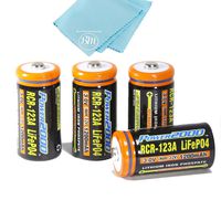4 Pack of 1200mAh CR-123A LiFePO4 Lithium Rechargeable Batteries - Compatible with Many Security System Cameras, LED Flashlights, and Lasers