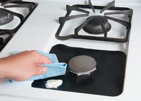 KESWON Gas Stove Burner Covers - 8 pcs 10.6"x10.6" Custom Fit Gas Range Protectors - Fast Clean Liners for Kitchen/Cooking - Easy on & off Cooktop Fitting - Keep Your Black Stovetop Cleaner-Heat Safe