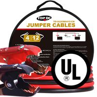 TOPDC 100% Copper Jumper Cables 4 Gauge 12 Feet Heavy Duty Booster Cables with Carry Bag and Safety Gloves (4AWG x 12Ft) UL Listed