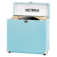 Victrola Vintage Vinyl Record Storage Carrying Case for 30+ Records, Turquoise