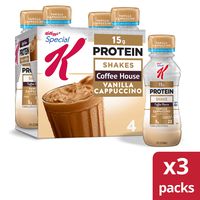 Kellogg's Special K Protein Shakes, Vanilla Cappuccino, Gluten Free, 10 fl oz Bottles, 4 Count (Pack of 3)